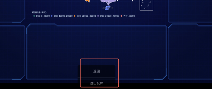隐藏数据大屏的返回后投屏键