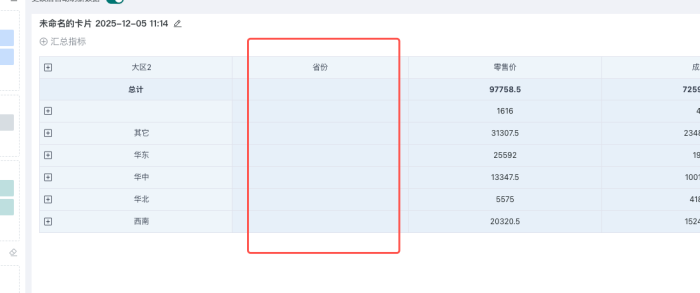 分组表未展开的列是否可以进行隐藏