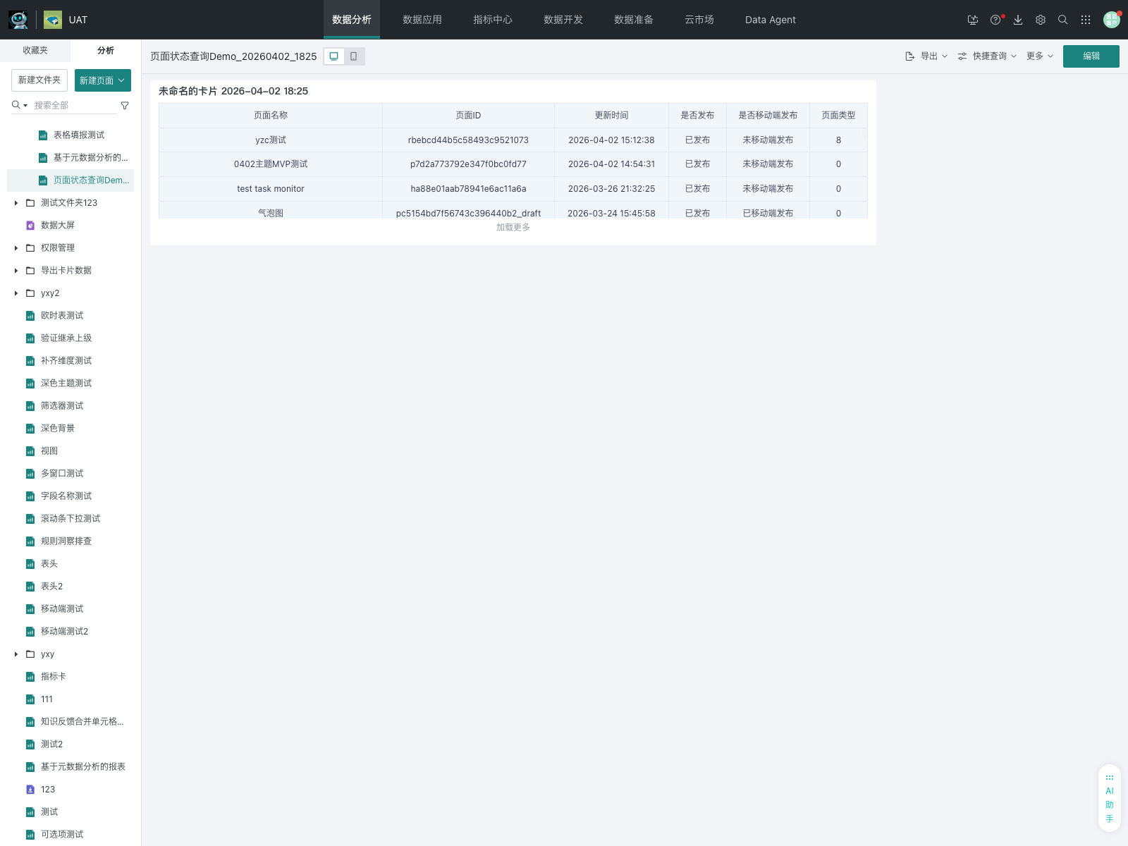 页面状态表正式页截图