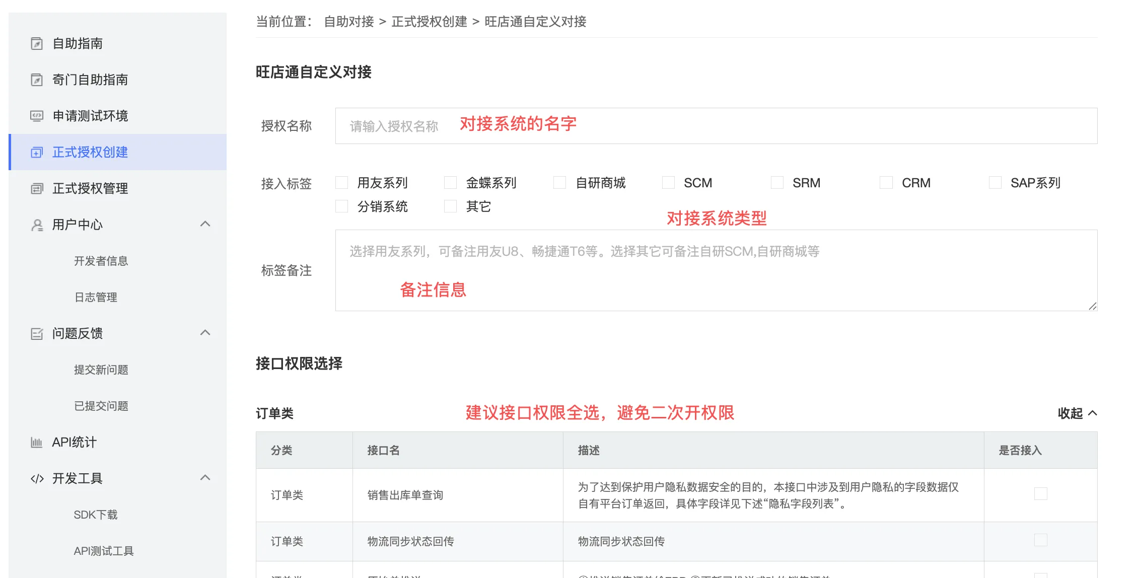 旺店通正式授权创建页面